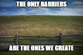 THE ONLY BARRIERS; ARE THE ONES WE CREATE | image tagged in personal challenge | made w/ Imgflip meme maker