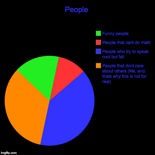 People | People that dont care about others (Me, and thats why this is not for real), People who try to speak cool but fail, People that can | image tagged in funny,pie charts | made w/ Imgflip chart maker
