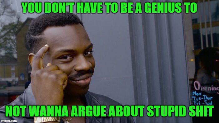 Roll Safe Think About It Meme | YOU DON'T HAVE TO BE A GENIUS TO NOT WANNA ARGUE ABOUT STUPID SHIT | image tagged in memes,roll safe think about it | made w/ Imgflip meme maker