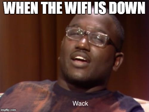 Wack | WHEN THE WIFI IS DOWN | image tagged in wack | made w/ Imgflip meme maker