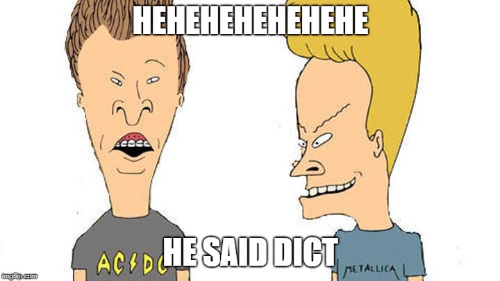 Beavis & Butthead | HEHEHEHEHEHEHE HE SAID DICT | image tagged in beavis  butthead | made w/ Imgflip meme maker