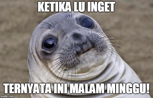 Awkward Moment Sealion | KETIKA LU INGET; TERNYATA INI MALAM MINGGU! | image tagged in memes,awkward moment sealion | made w/ Imgflip meme maker