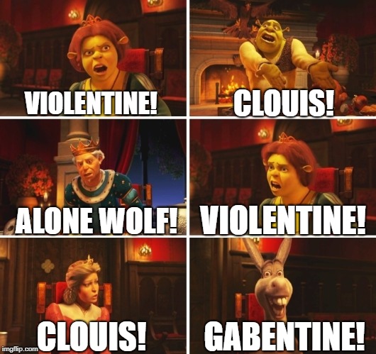 Clementine Ships | CLOUIS! VIOLENTINE! VIOLENTINE! ALONE WOLF! CLOUIS! GABENTINE! | image tagged in shrek fiona harold donkey | made w/ Imgflip meme maker