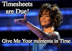 Whitney Houston Timesheet Reminder | Timesheets are Due! Give Me Your moments in Time | image tagged in timesheet reminder,timesheet meme,one moment in time,whitney houston timesheet,whitney houston time | made w/ Imgflip meme maker