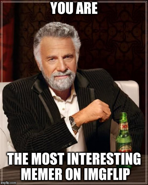 The Most Interesting Man In The World Meme | YOU ARE THE MOST INTERESTING MEMER ON IMGFLIP | image tagged in memes,the most interesting man in the world | made w/ Imgflip meme maker