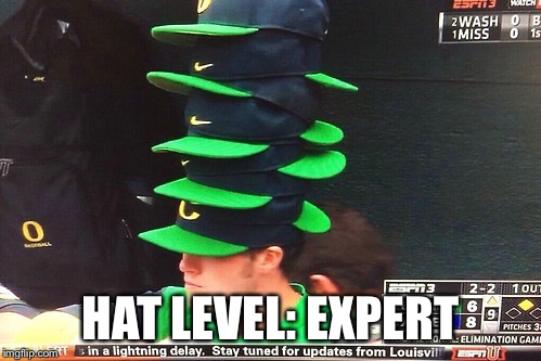 HAT LEVEL: EXPERT | image tagged in memes,baseball,hat | made w/ Imgflip meme maker