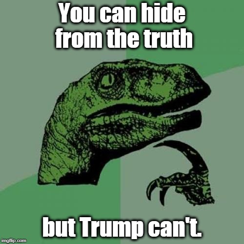 It's getting closer. | You can hide from the truth; but Trump can't. | image tagged in memes,philosoraptor,trump,truth,hide | made w/ Imgflip meme maker