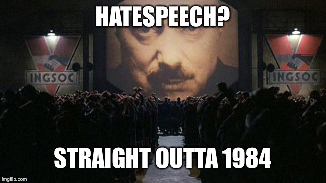 1984 | HATESPEECH? STRAIGHT OUTTA 1984 | image tagged in 1984 | made w/ Imgflip meme maker