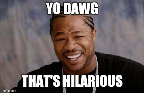 Yo Dawg Heard You Meme | YO DAWG THAT'S HILARIOUS | image tagged in memes,yo dawg heard you | made w/ Imgflip meme maker