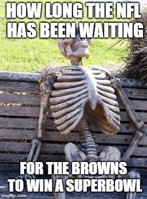 Waiting Skeleton Meme | HOW LONG THE NFL HAS BEEN WAITING; FOR THE BROWNS TO WIN A SUPERBOWL | image tagged in memes,waiting skeleton | made w/ Imgflip meme maker