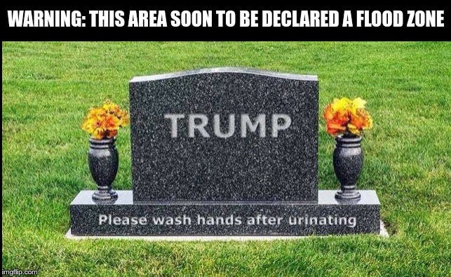 Flood Zone | WARNING: THIS AREA SOON TO BE DECLARED A FLOOD ZONE | image tagged in trump,republican,nazi,fascist,greed,fear | made w/ Imgflip meme maker