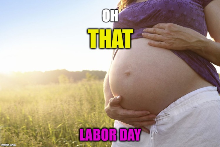 Happy Labor Day!! | OH; THAT; LABOR DAY | image tagged in pregnant woman,labor day | made w/ Imgflip meme maker