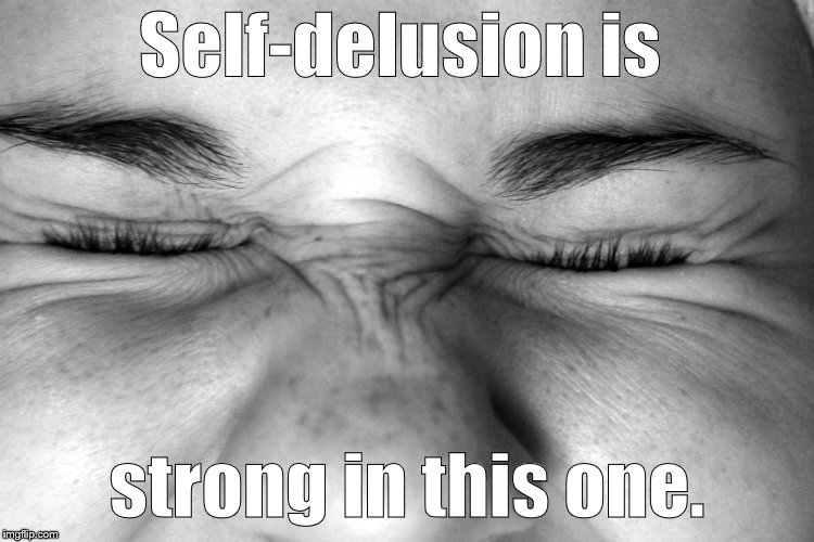 Ewww, I can't watch. | Self-delusion is strong in this one. | image tagged in ewww i can't watch. | made w/ Imgflip meme maker