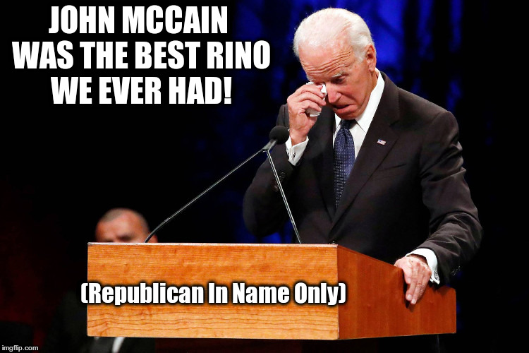 JOHN MCCAIN WAS THE BEST RINO WE EVER HAD! (Republican In Name Only) | image tagged in joe biden's lament | made w/ Imgflip meme maker