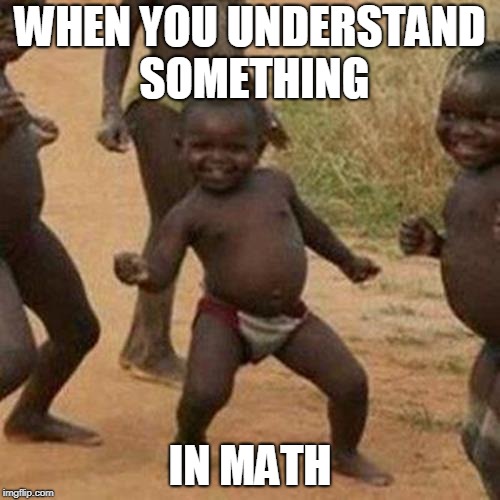 Third World Success Kid Meme | WHEN YOU UNDERSTAND SOMETHING; IN MATH | image tagged in memes,third world success kid | made w/ Imgflip meme maker