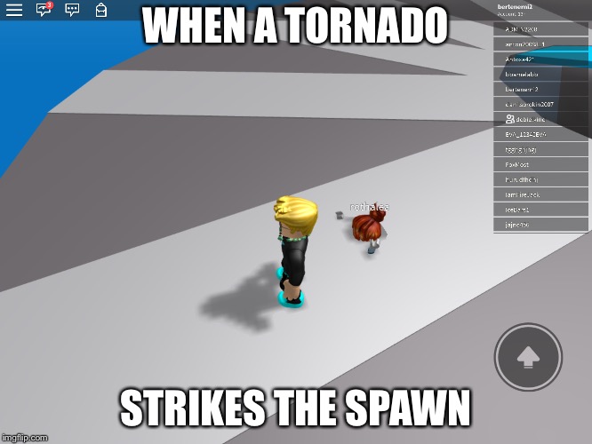 Rip this girl | WHEN A TORNADO; STRIKES THE SPAWN | image tagged in memes,funny | made w/ Imgflip meme maker