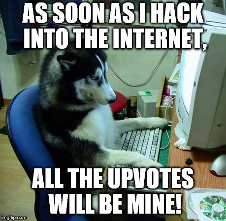 I Have No Idea What I Am Doing | AS SOON AS I HACK INTO THE INTERNET, ALL THE UPVOTES WILL BE MINE! | image tagged in memes,i have no idea what i am doing,hackerman,upvotes | made w/ Imgflip meme maker