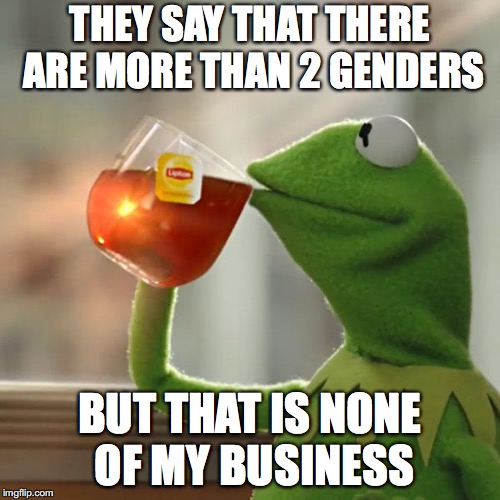 But That's None Of My Business Meme | THEY SAY THAT THERE ARE MORE THAN 2 GENDERS; BUT THAT IS NONE OF MY BUSINESS | image tagged in memes,but thats none of my business,kermit the frog | made w/ Imgflip meme maker