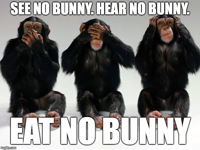 SEE NO BUNNY. HEAR NO BUNNY. EAT NO BUNNY | made w/ Imgflip meme maker