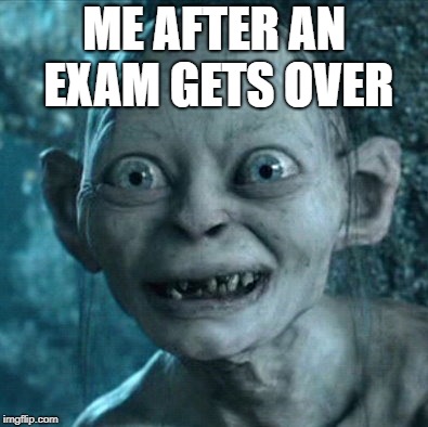Gollum Meme | ME AFTER AN EXAM GETS OVER | image tagged in memes,gollum | made w/ Imgflip meme maker