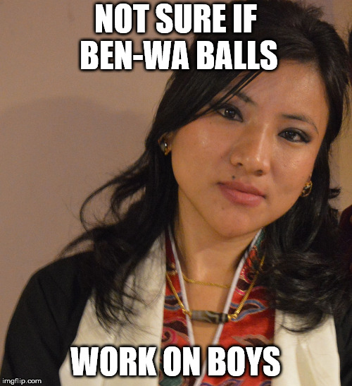 skeptical asian woman | NOT SURE IF BEN-WA BALLS WORK ON BOYS | image tagged in skeptical asian woman | made w/ Imgflip meme maker