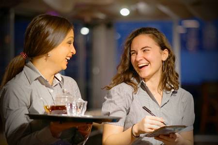 High Quality Laughing Waitress Blank Meme Template