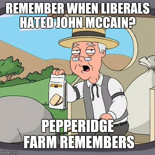 Pepperidge Farm Remembers | REMEMBER WHEN LIBERALS HATED JOHN MCCAIN? PEPPERIDGE FARM REMEMBERS | image tagged in memes,pepperidge farm remembers | made w/ Imgflip meme maker