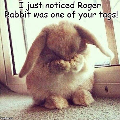 Shy rabbit | I just noticed Roger Rabbit was one of your tags! | image tagged in shy rabbit | made w/ Imgflip meme maker