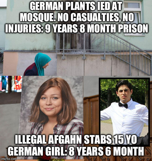 I don't understand this world anymore | GERMAN PLANTS IED AT MOSQUE. NO CASUALTIES, NO INJURIES: 9 YEARS 8 MONTH PRISON; ILLEGAL AFGAHN STABS 15 YO GERMAN GIRL: 8 YEARS 6 MONTH | image tagged in news,sad,verdict | made w/ Imgflip meme maker