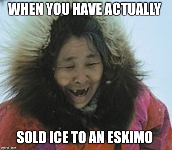 Salesman  | WHEN YOU HAVE ACTUALLY; SOLD ICE TO AN ESKIMO | image tagged in sales,drugs | made w/ Imgflip meme maker
