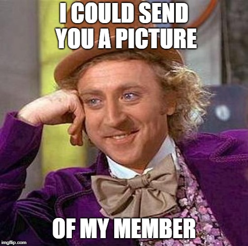 Creepy Condescending Wonka Meme | I COULD SEND YOU A PICTURE OF MY MEMBER | image tagged in memes,creepy condescending wonka | made w/ Imgflip meme maker