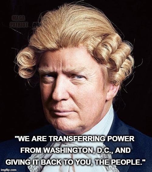 TRUMP #1776 | MAGA PATRIOT; "WE ARE TRANSFERRING POWER FROM WASHINGTON, D.C., AND GIVING IT BACK TO YOU, THE PEOPLE." | image tagged in 1776,founding fathers,donald trump,political meme,qanon | made w/ Imgflip meme maker
