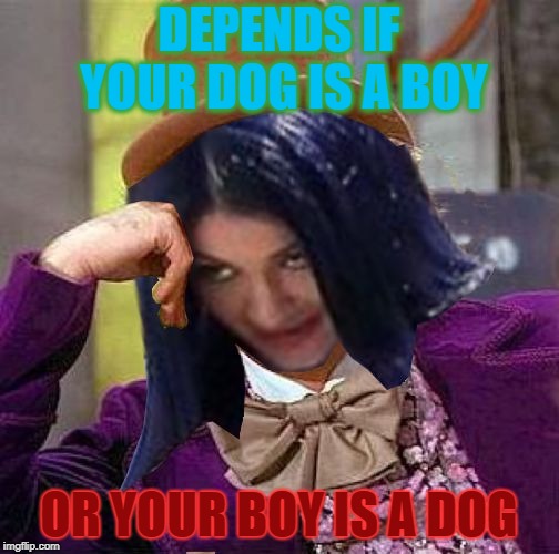 Creepy Condescending Mima | DEPENDS IF YOUR DOG IS A BOY OR YOUR BOY IS A DOG | image tagged in creepy condescending mima | made w/ Imgflip meme maker