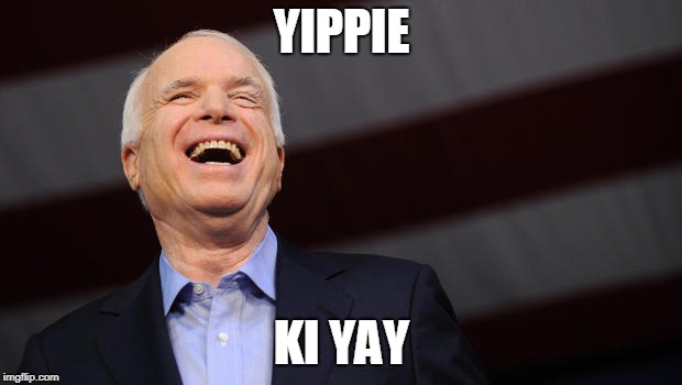 John McCain | YIPPIE KI YAY | image tagged in john mccain | made w/ Imgflip meme maker