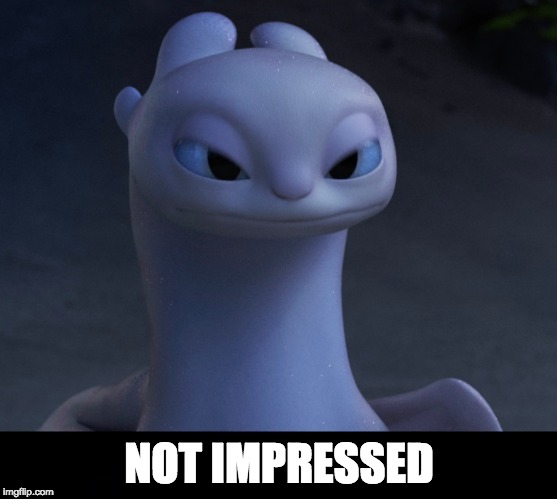 NOT IMPRESSED | image tagged in how to train your dragon,light fury | made w/ Imgflip meme maker
