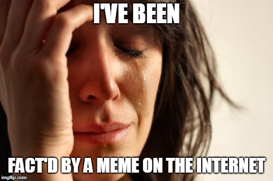 First World Problems Meme | I'VE BEEN FACT'D BY A MEME ON THE INTERNET | image tagged in memes,first world problems | made w/ Imgflip meme maker