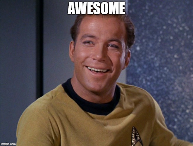 kirk | AWESOME | image tagged in kirk | made w/ Imgflip meme maker