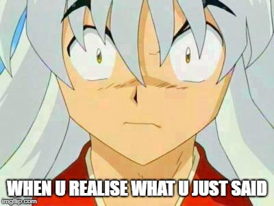what u just said  | WHEN U REALISE WHAT U JUST SAID | image tagged in inuyasha | made w/ Imgflip meme maker