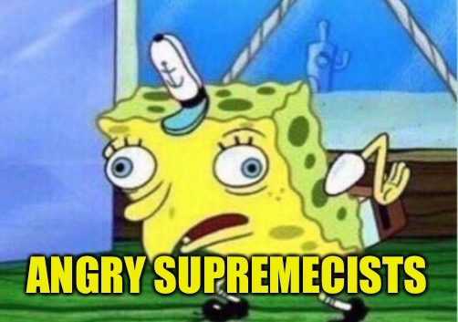 Mocking Spongebob Meme | ANGRY SUPREMECISTS | image tagged in memes,mocking spongebob | made w/ Imgflip meme maker