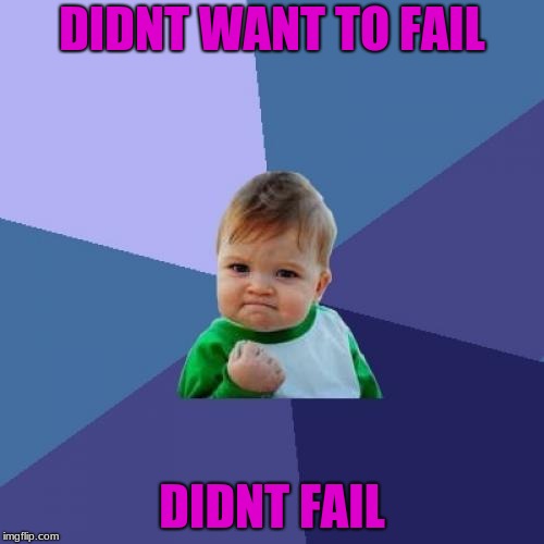 Success Kid | DIDNT WANT TO FAIL; DIDNT FAIL | image tagged in memes,success kid | made w/ Imgflip meme maker