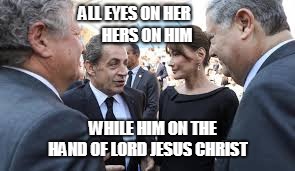 all eyes on her him is in the hand of Lord | ALL EYES ON HER        HERS ON HIM; WHILE HIM ON THE HAND OF LORD JESUS CHRIST | image tagged in couple | made w/ Imgflip meme maker