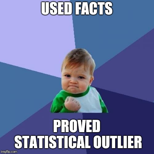 Success Kid Meme | USED FACTS PROVED STATISTICAL OUTLIER | image tagged in memes,success kid | made w/ Imgflip meme maker