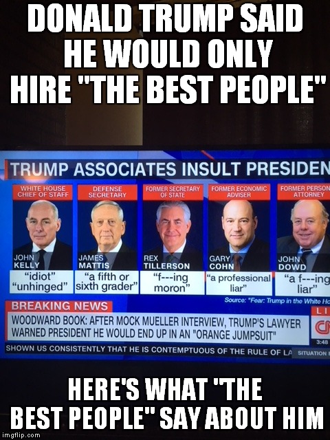 All The King's Men | DONALD TRUMP SAID HE WOULD ONLY HIRE "THE BEST PEOPLE"; HERE'S WHAT "THE BEST PEOPLE" SAY ABOUT HIM | image tagged in donald trump | made w/ Imgflip meme maker