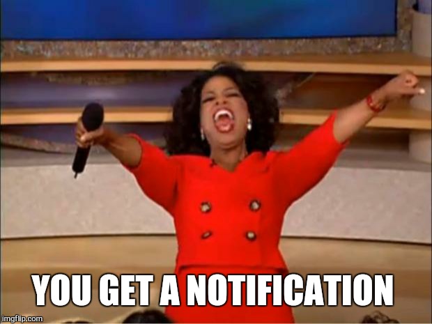 Oprah You Get A Meme | YOU GET A NOTIFICATION | image tagged in memes,oprah you get a | made w/ Imgflip meme maker