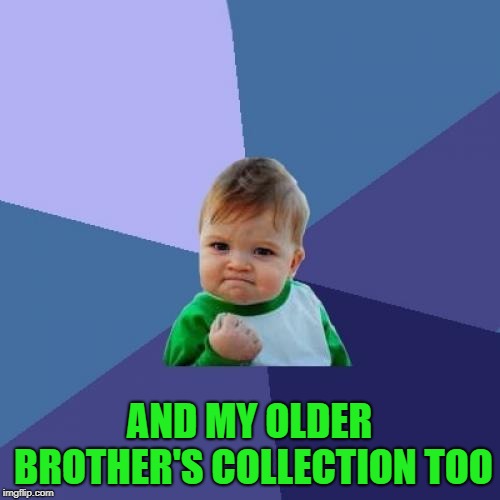 Success Kid Meme | AND MY OLDER BROTHER'S COLLECTION TOO | image tagged in memes,success kid | made w/ Imgflip meme maker