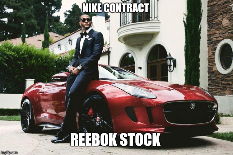 Colin Kaepernick | NIKE CONTRACT; REEBOK STOCK | image tagged in colin kaepernick | made w/ Imgflip meme maker
