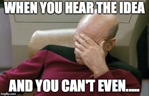Captain Picard Facepalm | WHEN YOU HEAR THE IDEA; AND YOU CAN'T EVEN..... | image tagged in memes,captain picard facepalm | made w/ Imgflip meme maker