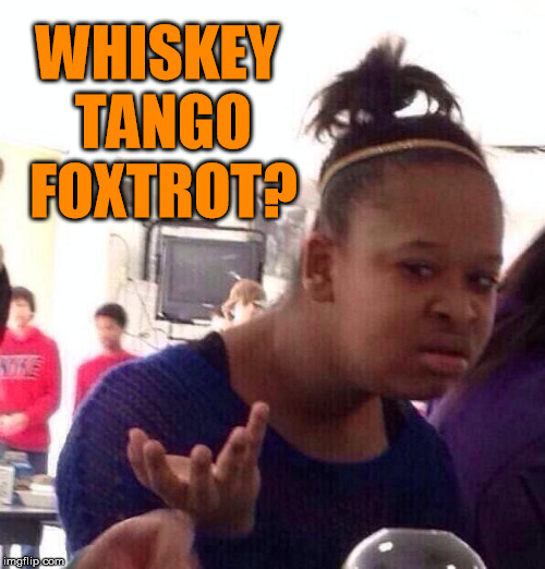 Black Girl Wat Meme | WHISKEY TANGO FOXTROT? | image tagged in memes,black girl wat | made w/ Imgflip meme maker