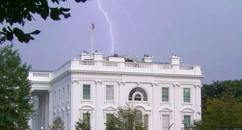 High Quality Lightning Strikes White House Blank Meme Template