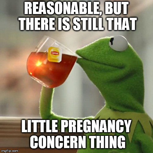 But That's None Of My Business Meme | REASONABLE, BUT THERE IS STILL THAT LITTLE PREGNANCY CONCERN THING | image tagged in memes,but thats none of my business,kermit the frog | made w/ Imgflip meme maker